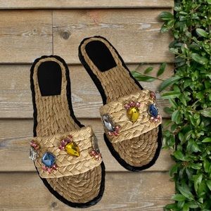 Tory Burch Raffia Slide